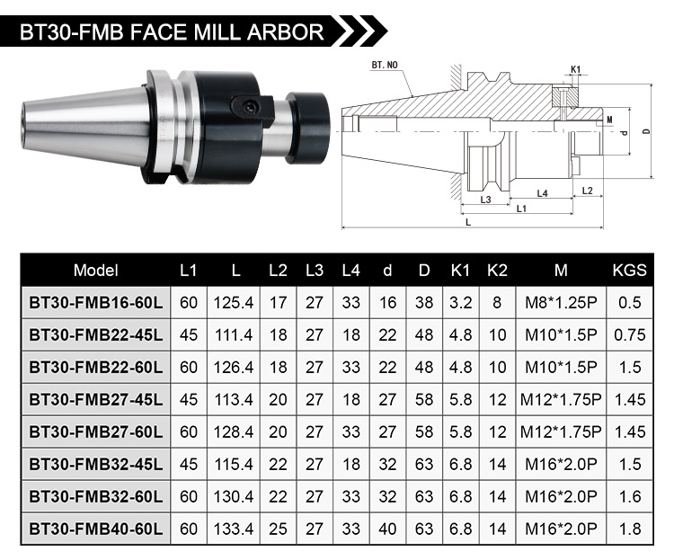 BT-FMB FACE MILL ARBOR