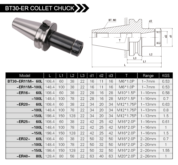 BT30 BT40-ER COLLET CHUCK