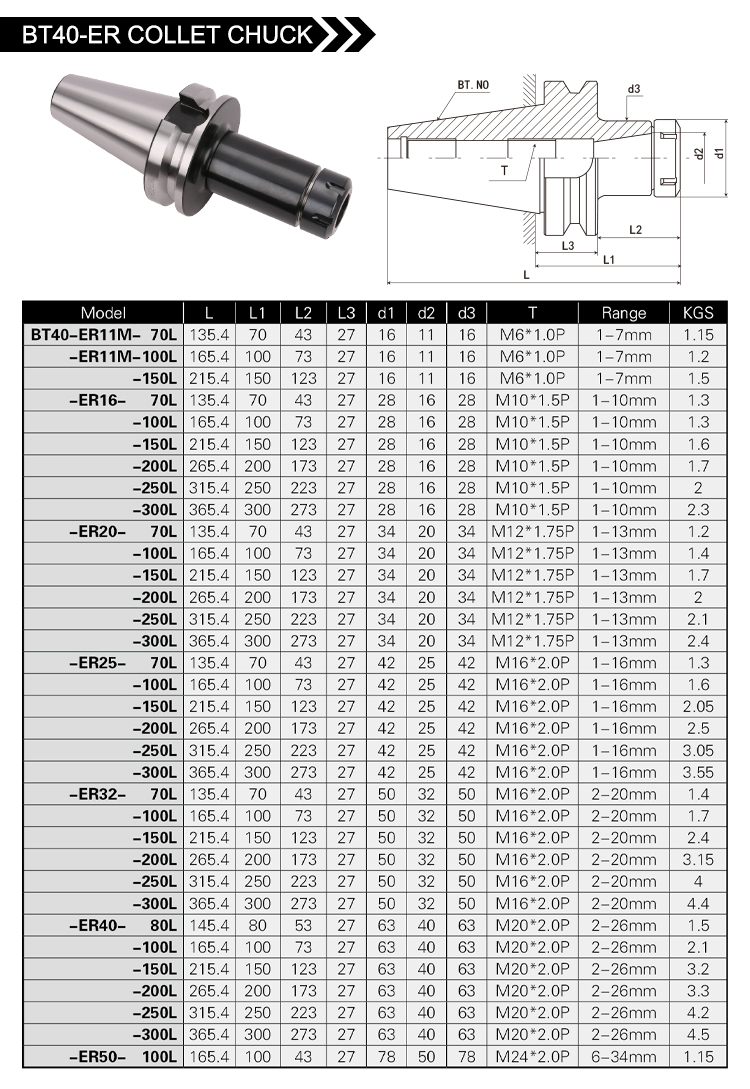 BT30 BT40-ER COLLET CHUCK