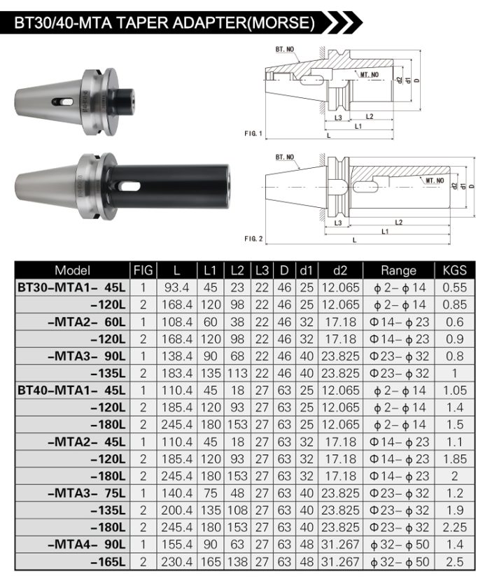 BT30/40-MTA TAPER ADAPTER(MORSE)