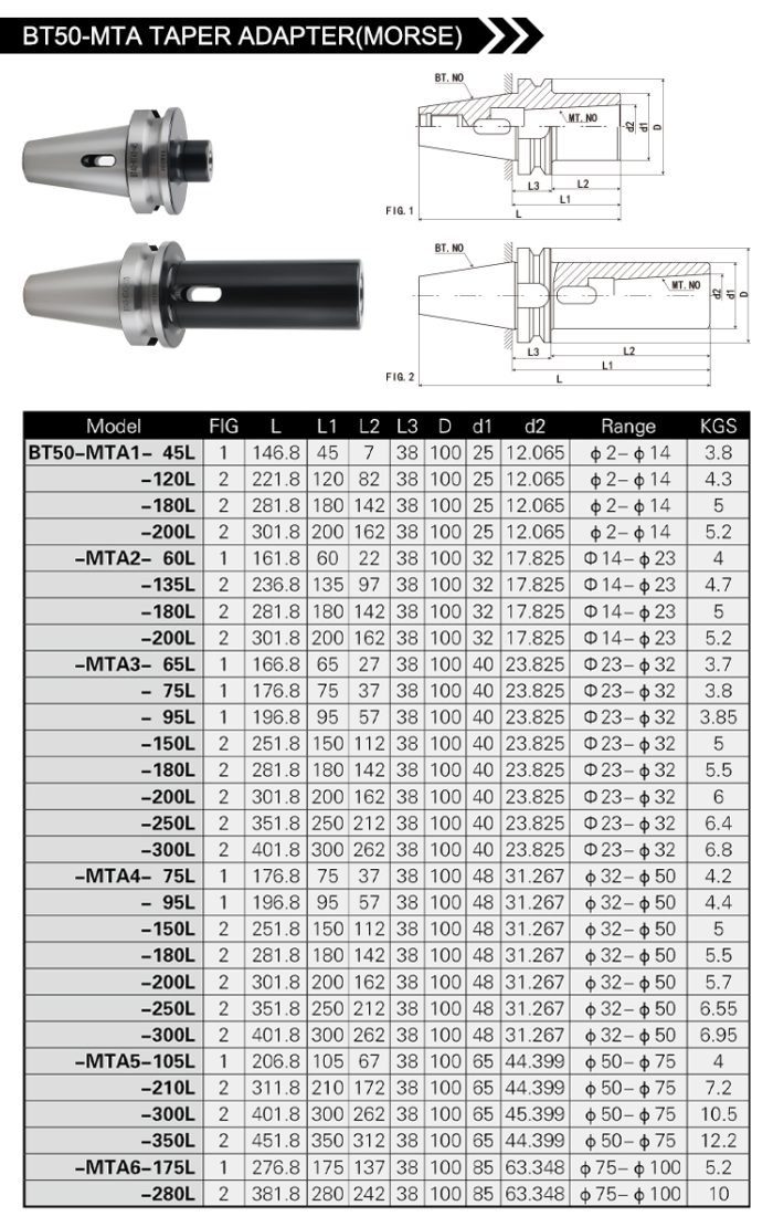 BT50-MTA TAPER ADAPTER(MORSE)