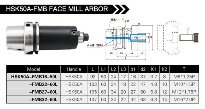 HSK-FMB FACE MILL ARBOR