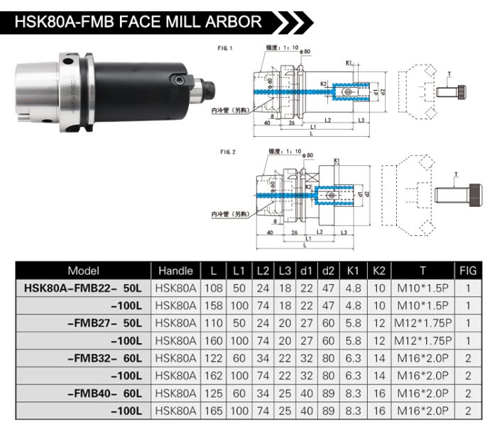 HSK-FMB FACE MILL ARBOR