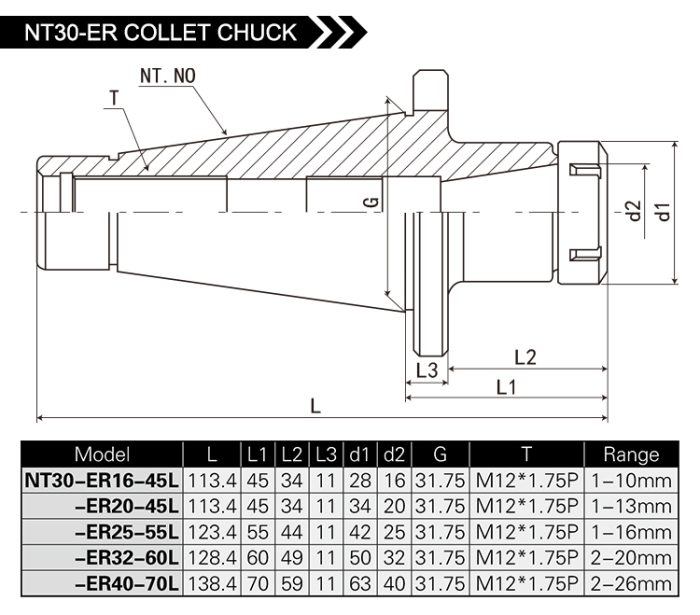 NT30 NT40-ER COLLET CHUCK