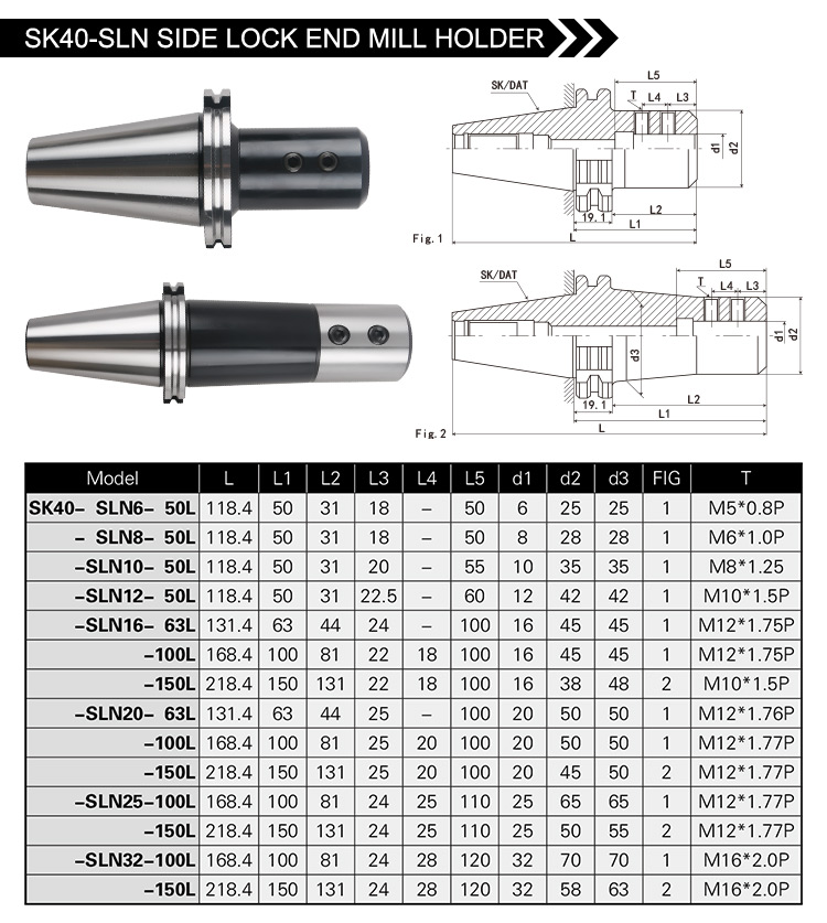 SK40-SLN SIDE LOCK END MILL HOLDER