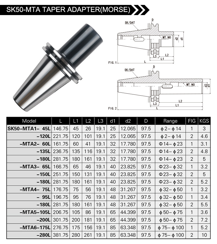 SK50-MTA TAPER ADAPTER(MORSE)