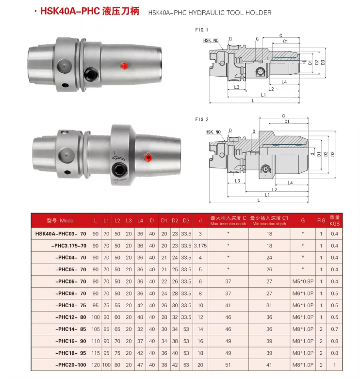 hsk32a hsk40a hsk50a hsk63a PHC hydraulic tool holder