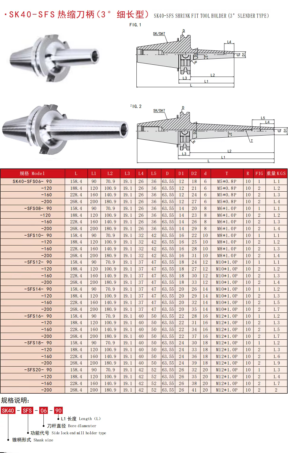 3 degree slender type SK30 SK40 SK50 sfs shrink fit tool holder