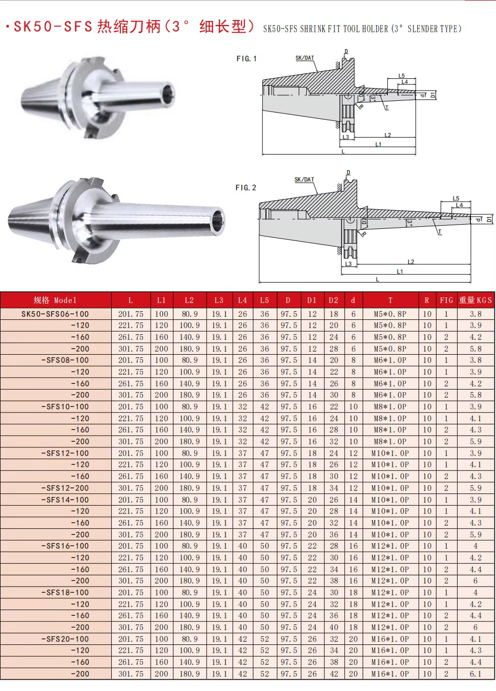 3 degree slender type SK30 SK40 SK50 sfs shrink fit tool holder