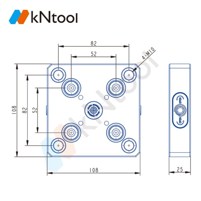 KT52 series Square zero point quick change plate (aluminum) KT52-108