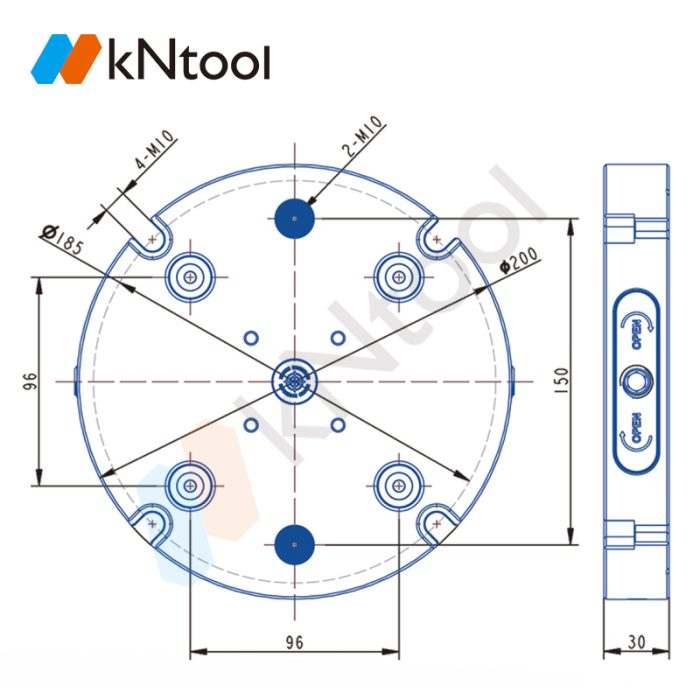 KN96 Series Manual Circular Zero-Point Quick-Change Plate KN96-200