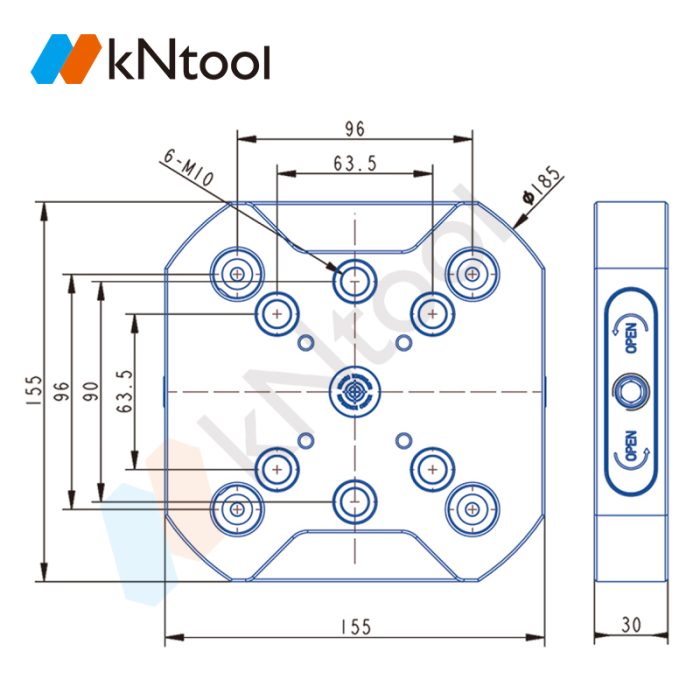 KN96 Series Manual Round Zero-Point Quick-Change Plate KN96-185 - Image 2