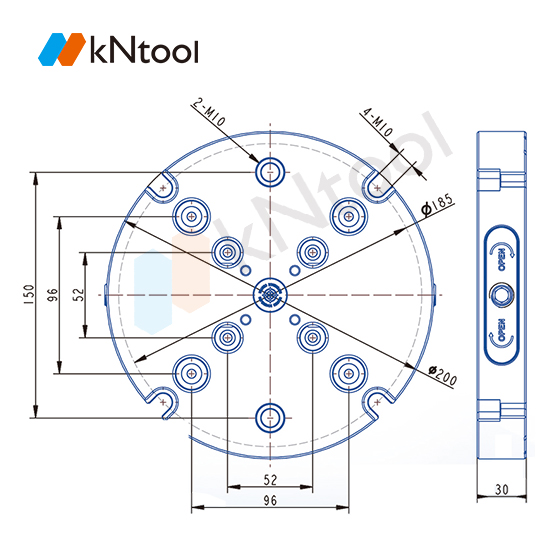 KN96 series manual zero point quick change plate KN9652-200 compatible type