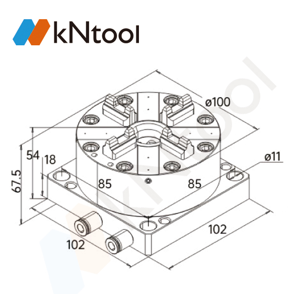 KNXR-05003 Pneumatic Chuck D100(With Functiomal Base)